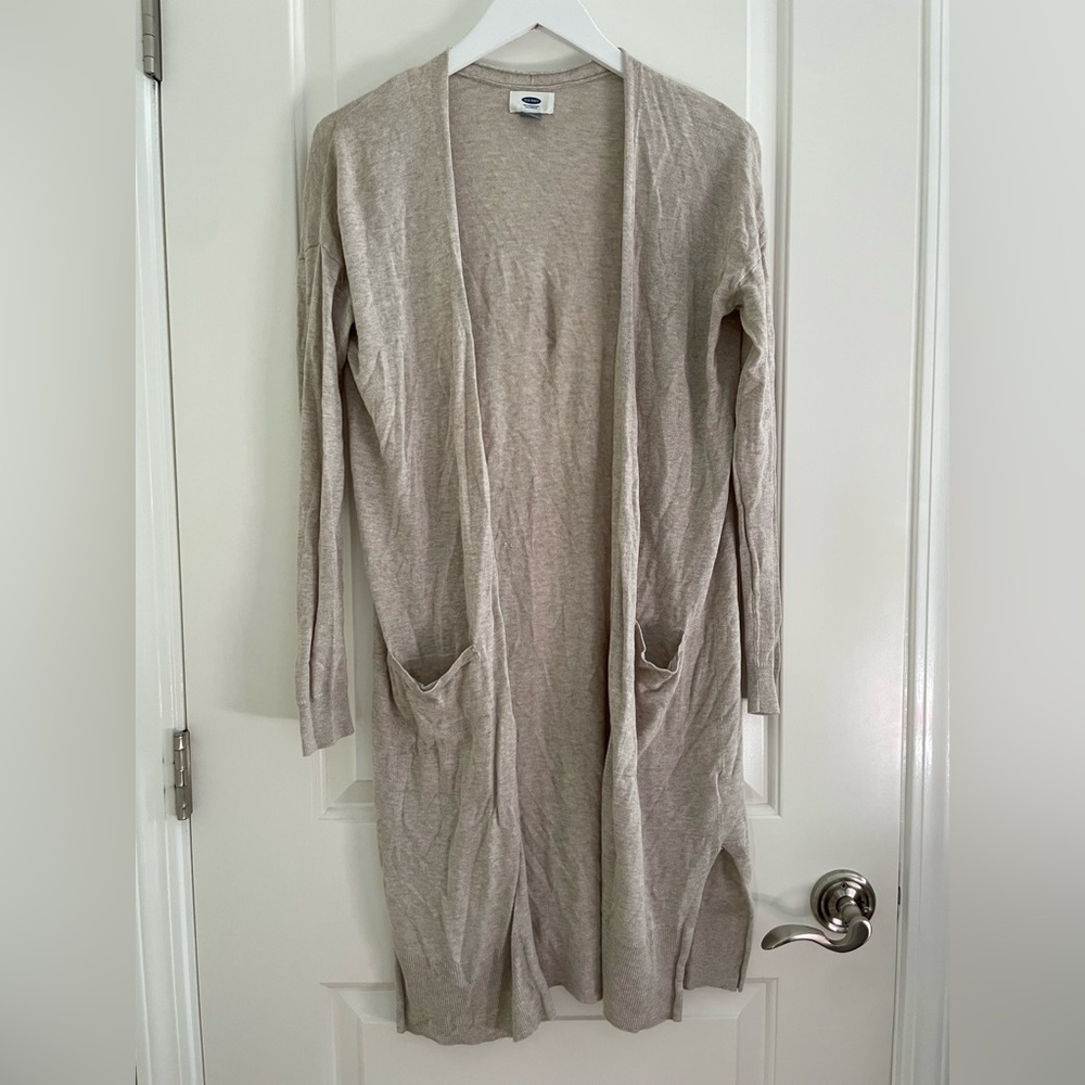 Long beige cardigan